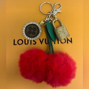 Authentic Louis Vuitton Lock, Monogram Disc, Red Cherry,Bag Charm, 6in Upcycled